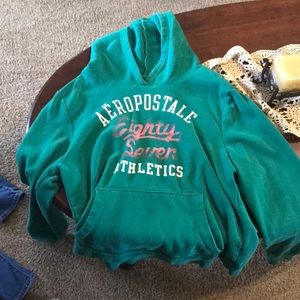 Aeropostal hoodie. It is comfy but short in length